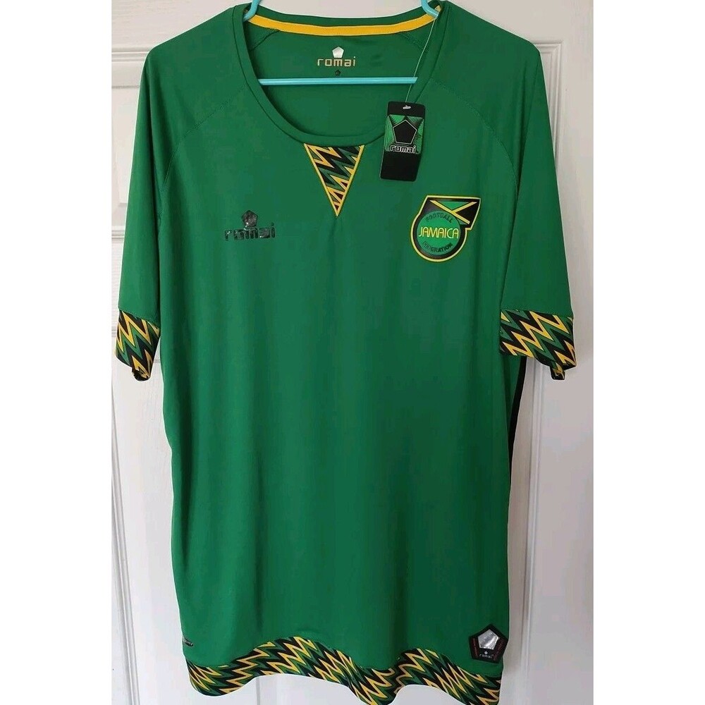 Rare NWT 2016 Romai Jamaica Classic Soccer Jersey Green Black Yellow Size XL